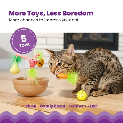 Cat Toy Fruit Bowl Interactive Jingle Balls