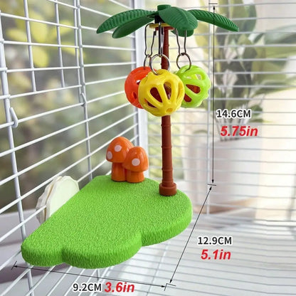 Palm Tree Bird Perch With Bell Scratching Play Platform