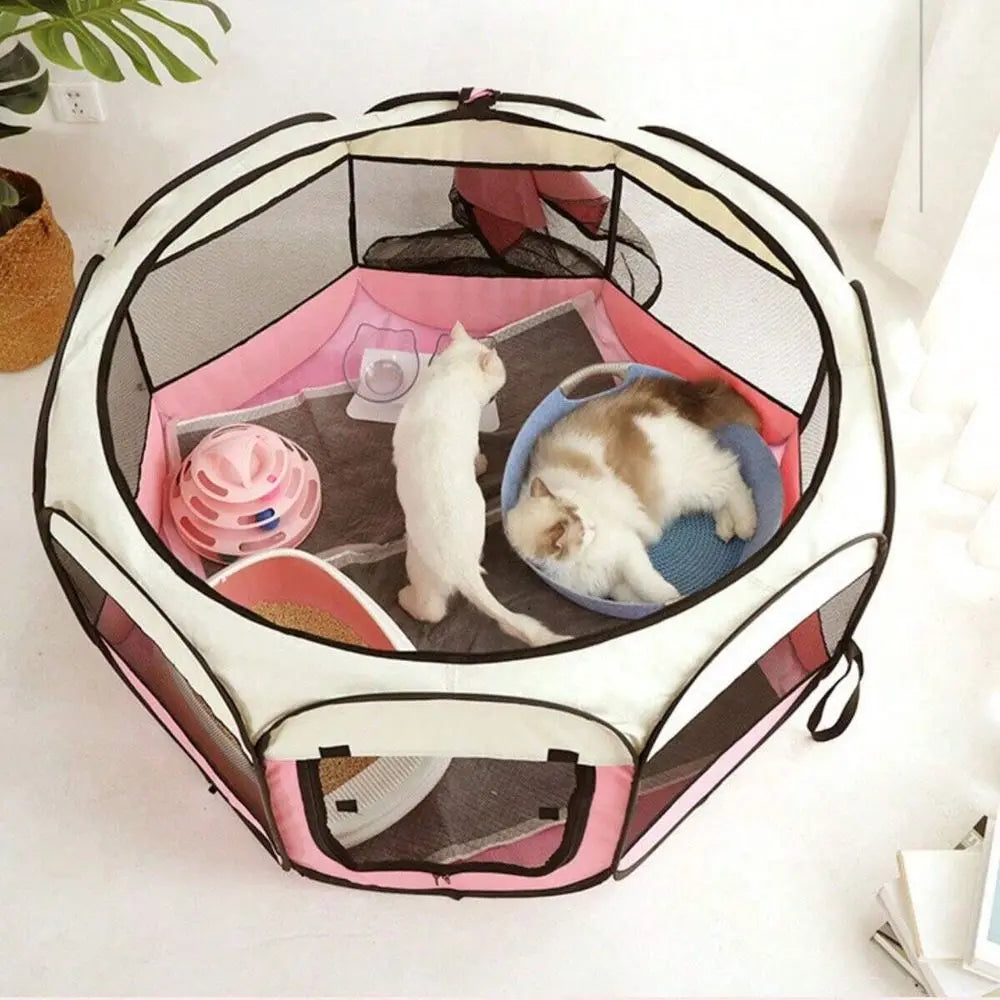 Dog Playpen, Tent, Foldable Kennel, Octagonal Fence