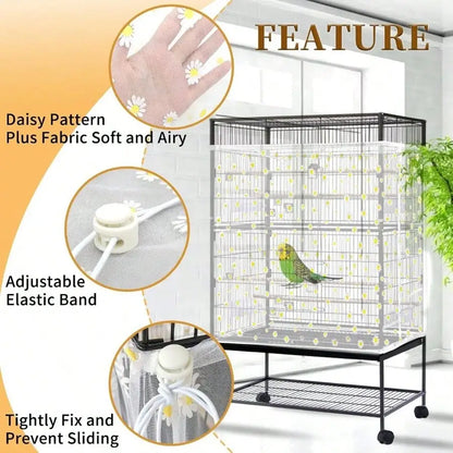 Bird Cage Seed Catcher Adjustable Nylon Mesh Cover