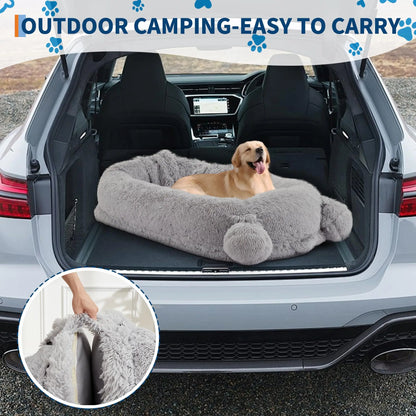 Human Size Dog Bed For Adults & Pets, Storage Pockets, Matching Blanket