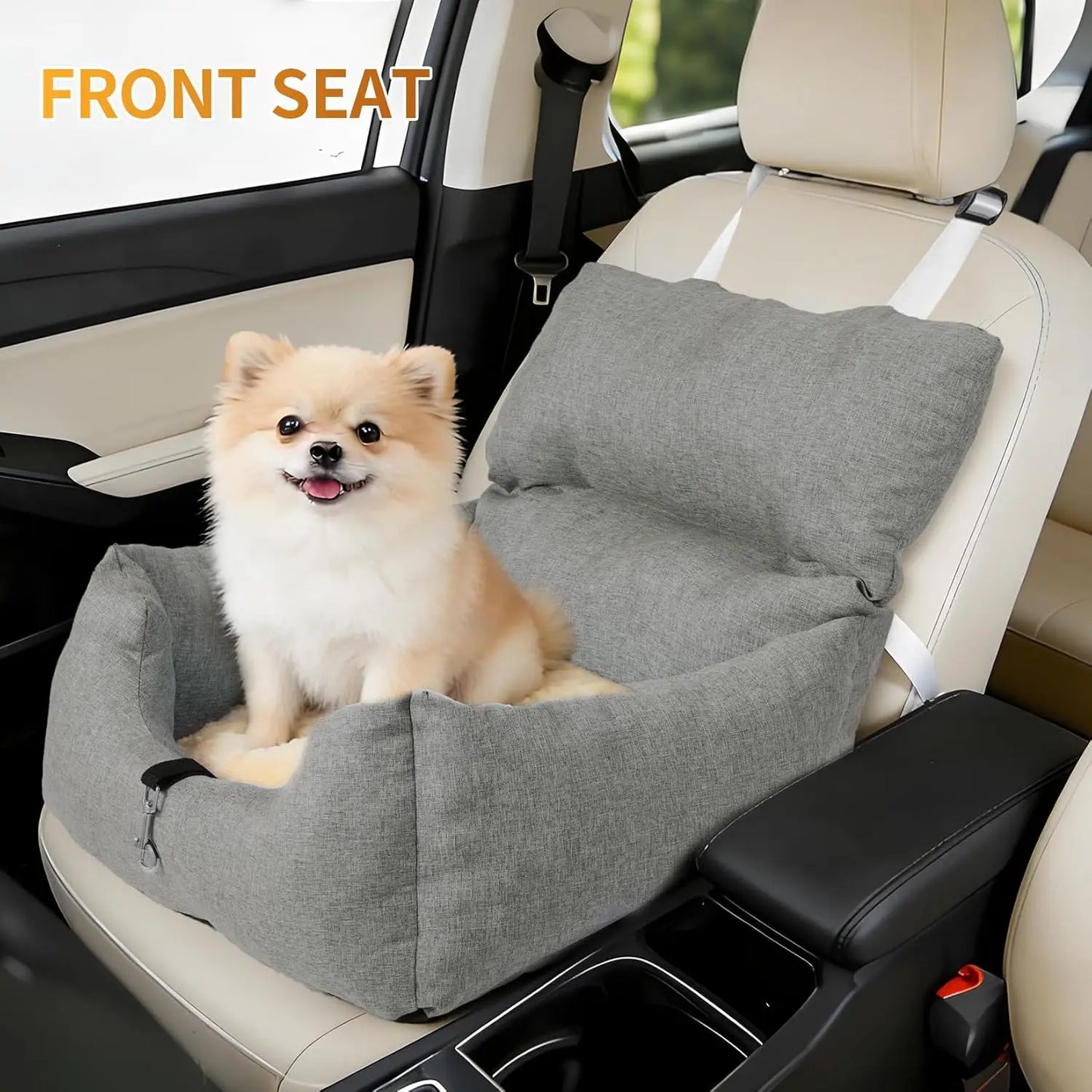 Dog Booster Car Seat Bed for Small Dogs, Tether & Reversible Cushion