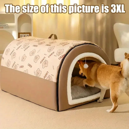 All-In-One Pet Shelter(Bed, House)with Hanging Play Ball
