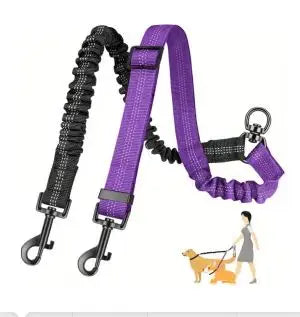 1.6ft Dual Dog Leash Attachment, Shock Absorbing Bungee