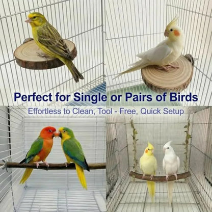8 Piece Natural Wood Bird Cage Accessories