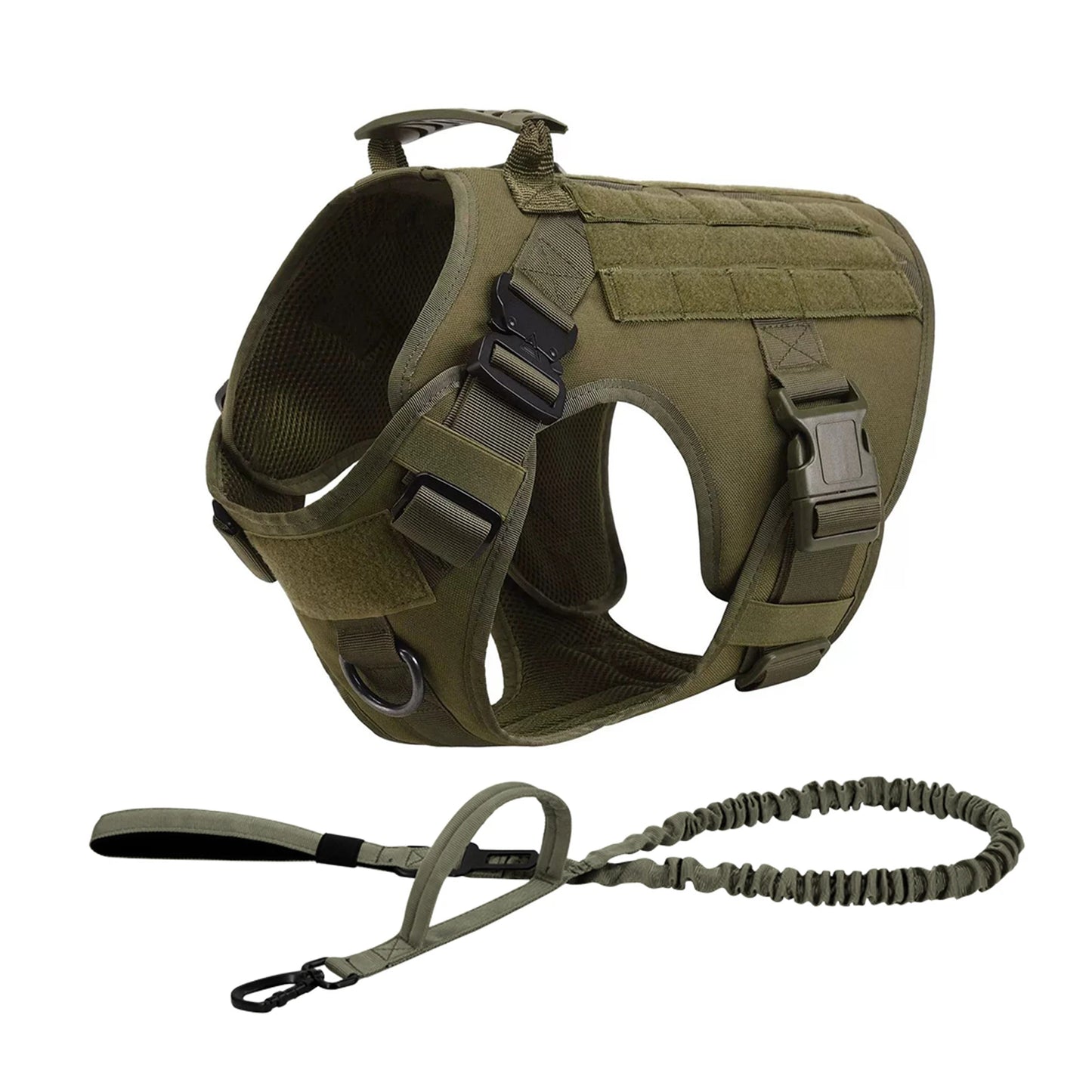 Tactical Dog Harness Collar Leash Molle Pouches