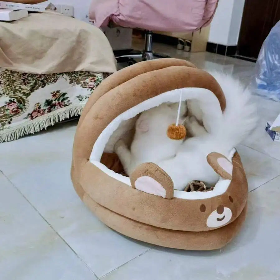 Soft & Cozy Pet Bed, Anti-slip Bottom, Interactive Hanging Ball