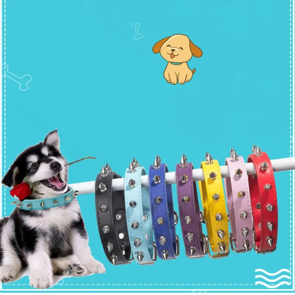 Leather Spiked Pet Collar Adjustable