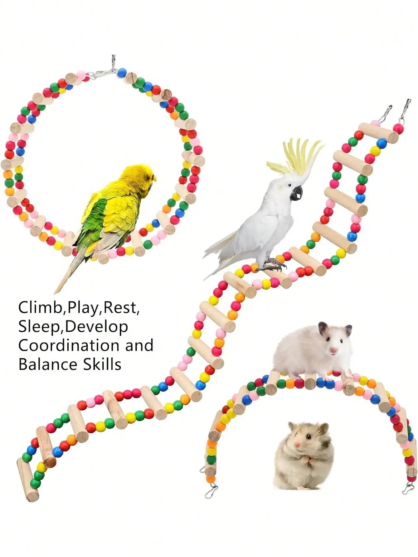 Multistep Bird Climbing Ladder Toy 4/5/6 Steps Parrot Cage Accessory