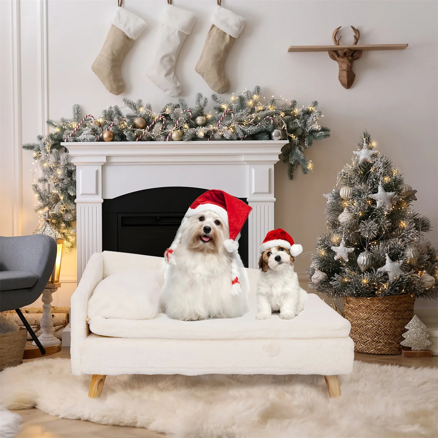Elevated Pet Sofa  Bed with Sturdy Wood Legs