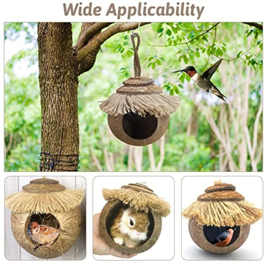 Natural Coconut Fiber Hanging Birdhouse Cage,
