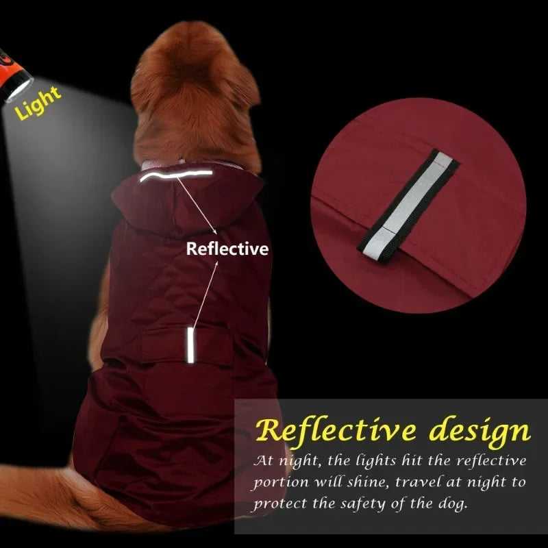Dog Raincoat, Hooded Jacket, Reflective Stripe