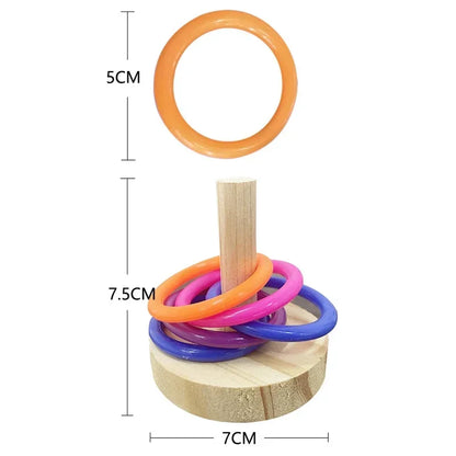 Wooden Interactive Parrot Ring, Stimulating Fun, Random Colors