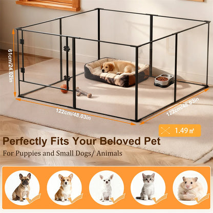 8 Panels Acrylic Dog Playpen Indoors