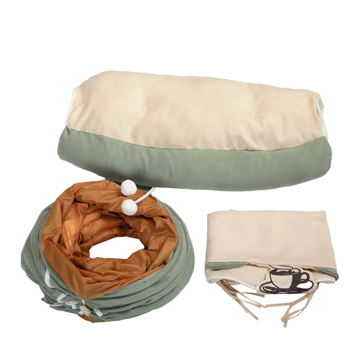 Cat’s Telescopic Tunnel, Cushioned Bed, Teasing Balls