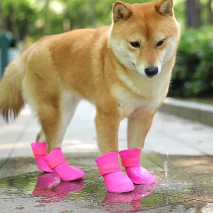 4Pcs Pet Water Proof Rubber Boots Outdoor