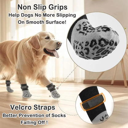 4-Pack Double-Sided Anti-Slip Dog Socks Paw Protection Anti-Scratch for Hardwood Floors Prevent Licking Biting