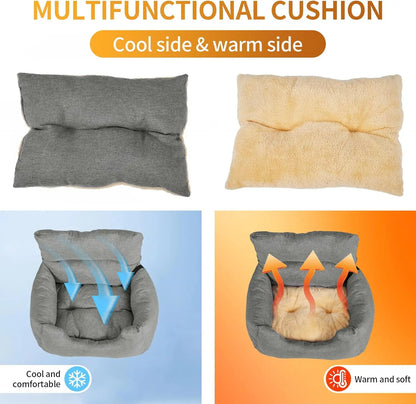 Dog Booster Car Seat Bed for Small Dogs, Tether & Reversible Cushion