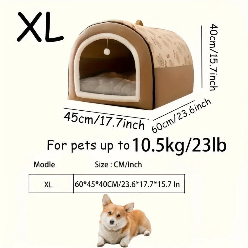 All-In-One Pet Shelter(Bed, House)with Hanging Play Ball