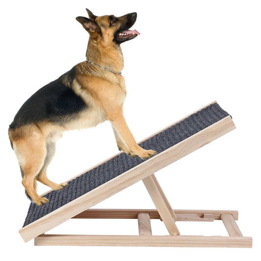 Pet Wooden Ramp, Adjustable Height, Portable, Anti-Skid
