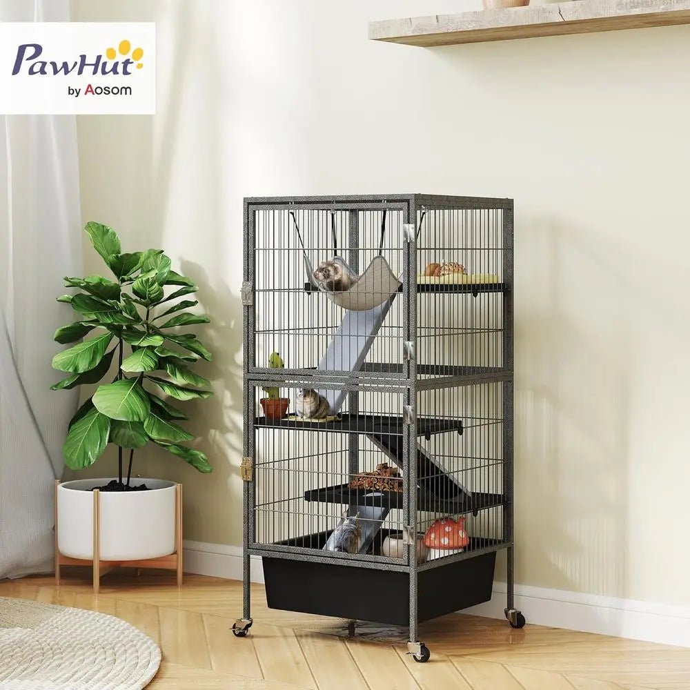 4-Tier Rolling Pet Cage for Small Animals
