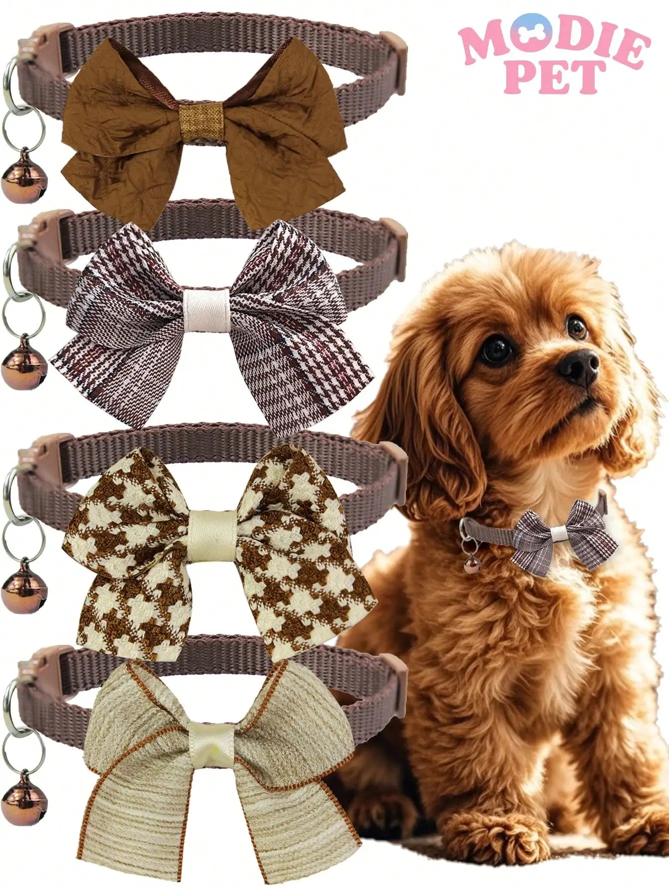 Bow-Knot Collar With Bell, Adjustable
