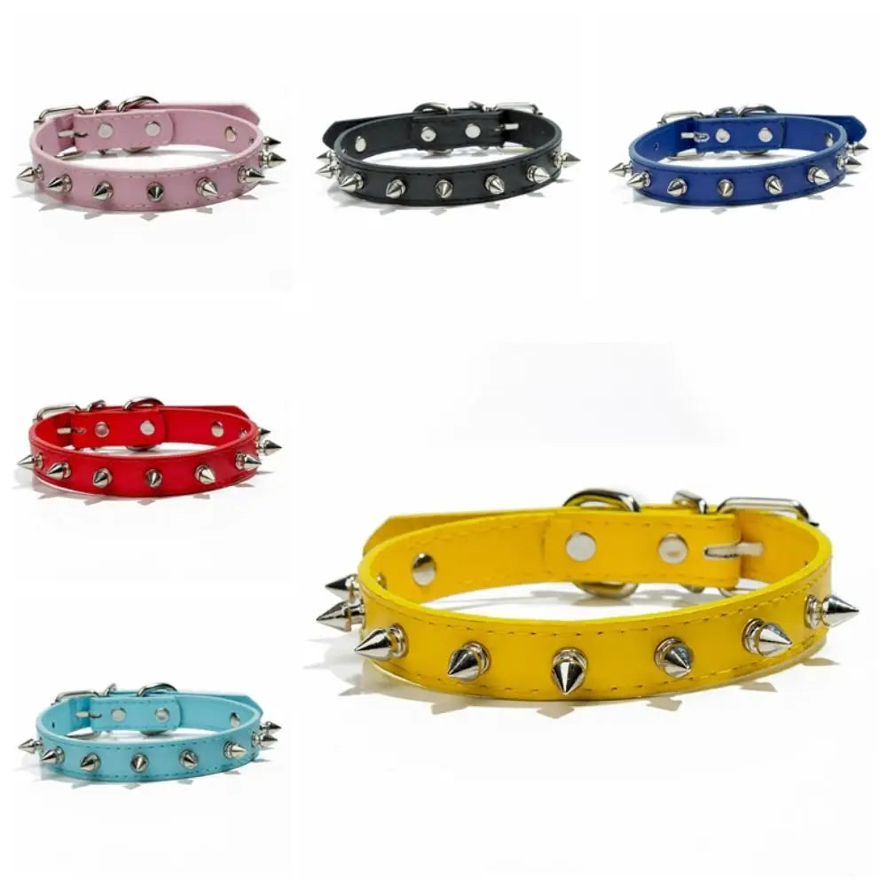 Leather Spiked Pet Collar Adjustable