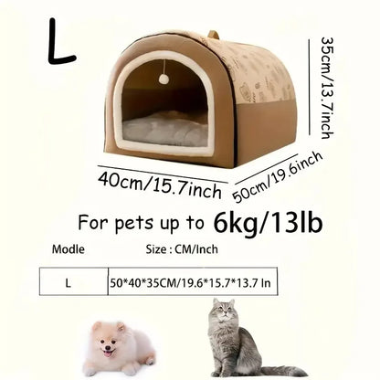 All-In-One Pet Shelter(Bed, House)with Hanging Play Ball