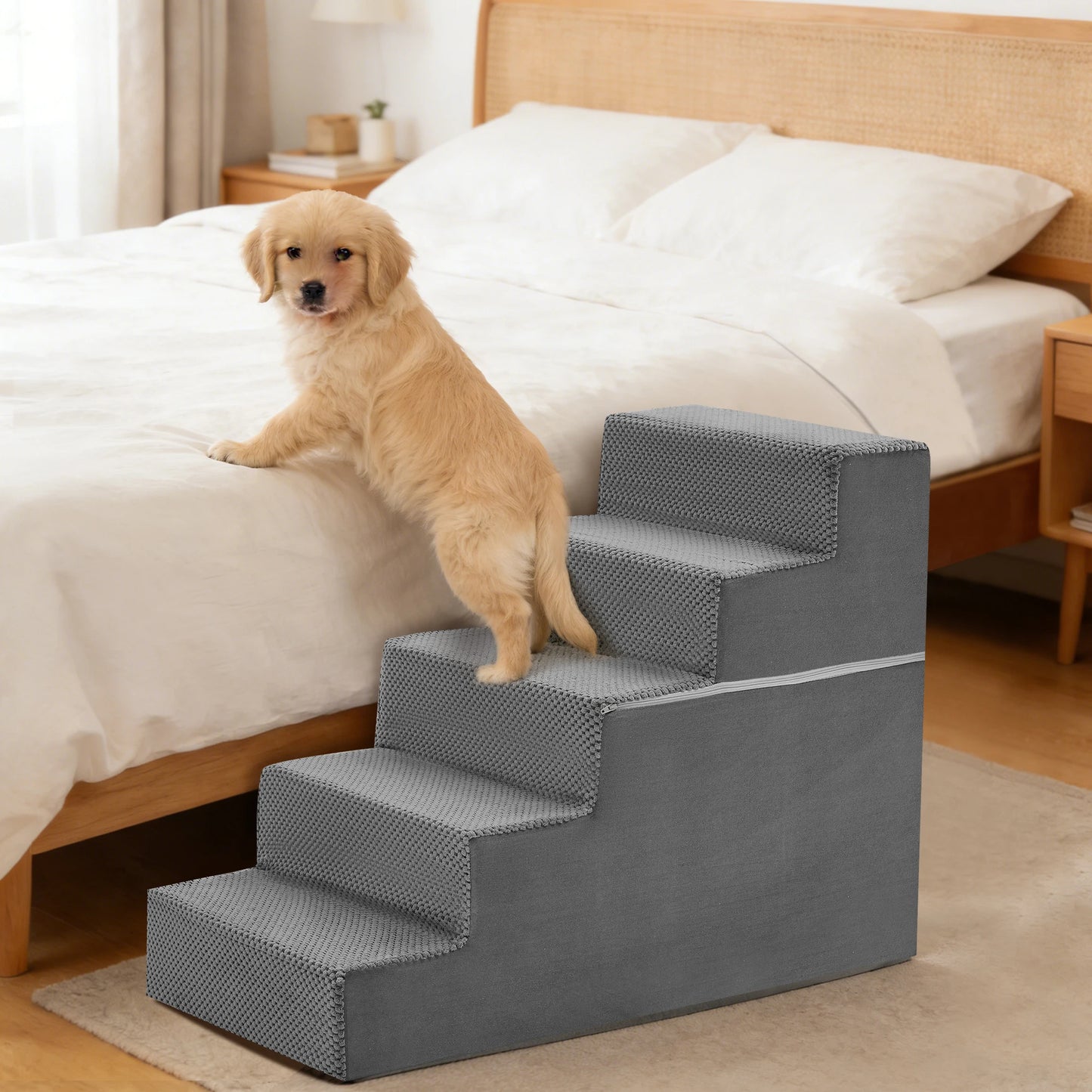 3-5 Step, Foam Dog Stairs, Indoors, Non-Slip