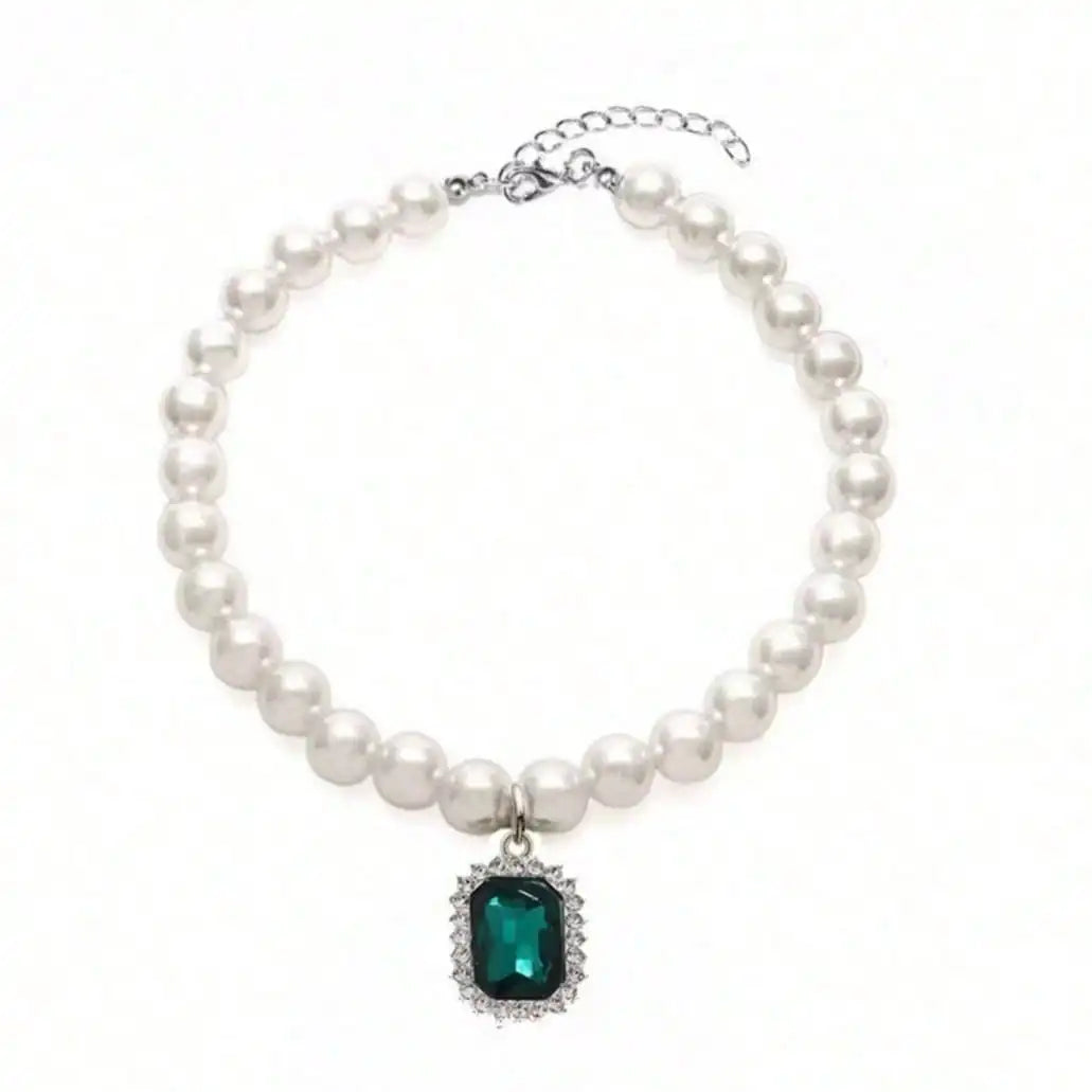 Faux Pearl Pet Collar Hanging Jewel, Adjustable For Cats Dogs