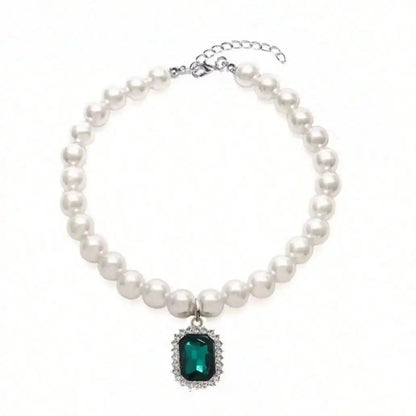 Faux Pearl Pet Collar Hanging Jewel, Adjustable For Cats Dogs