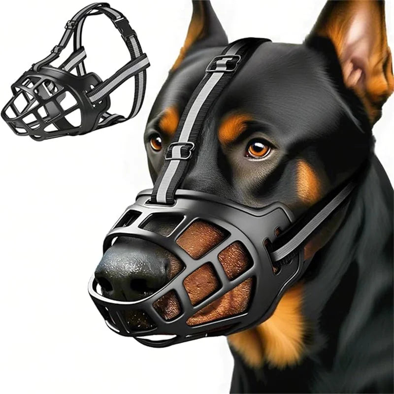 Dog Breathable Basket Muzzle, Reflective