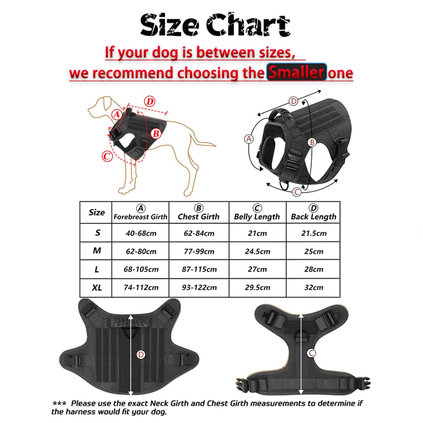 Tactical Dog Harness Collar Leash Molle Pouches