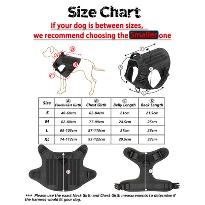 Tactical Dog Harness Collar Leash Molle Pouches