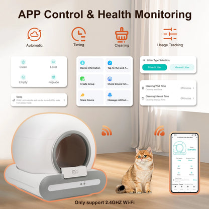 Self-Cleaning Cat Litter Box, App Control