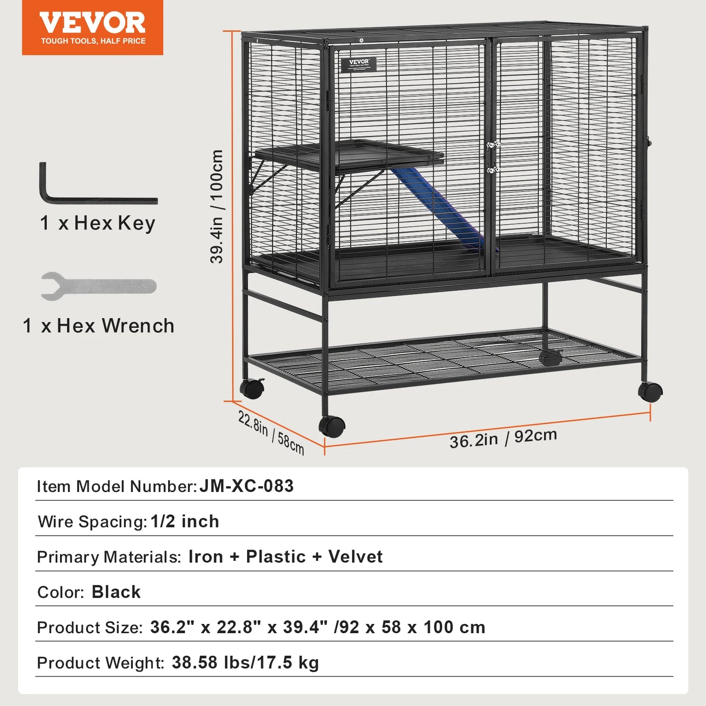 Rolling Metal Ferret Cage Large 4-Tier