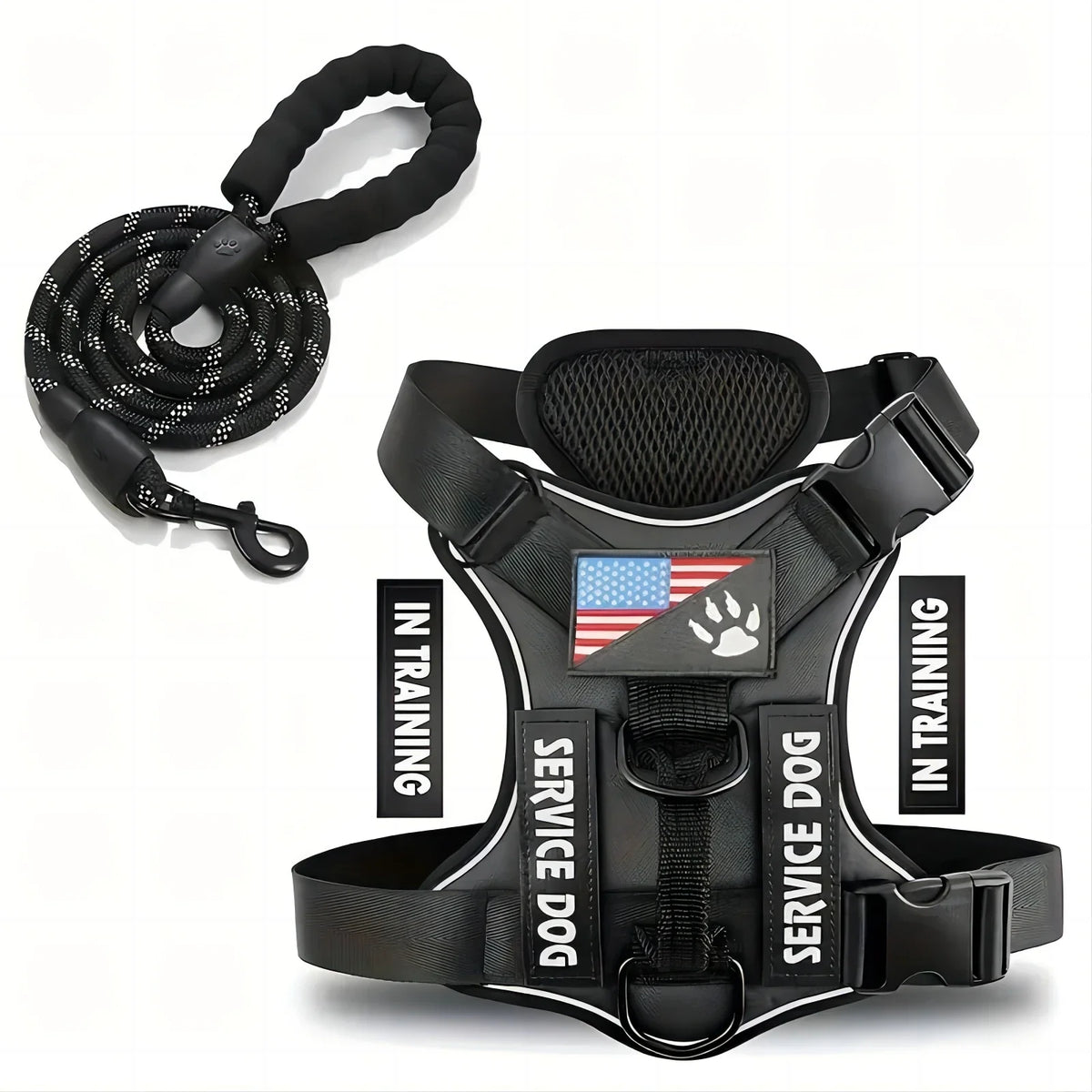 Dog Harness And Leash Set With Reflective Walking Traction Rope