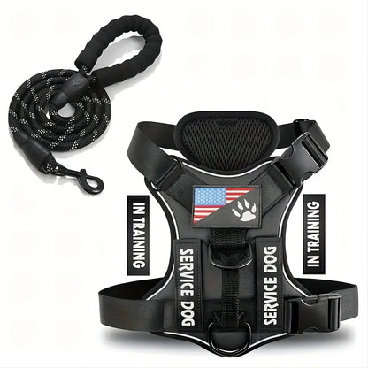 Dog Harness And Leash Set With Reflective Walking Traction Rope