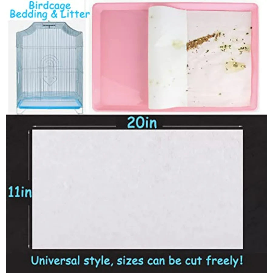 100PCS Bird Cage Liner Papers, Disposable