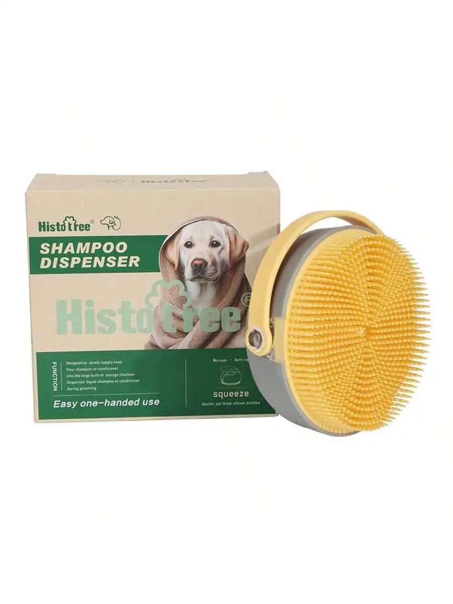 Pet Bath Brush With Shampoo Dispenser
