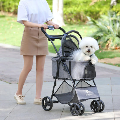 3 in 1 Pet Stroller, Removable Carrier, Folding Stroller, Waterproof, All-Terrain