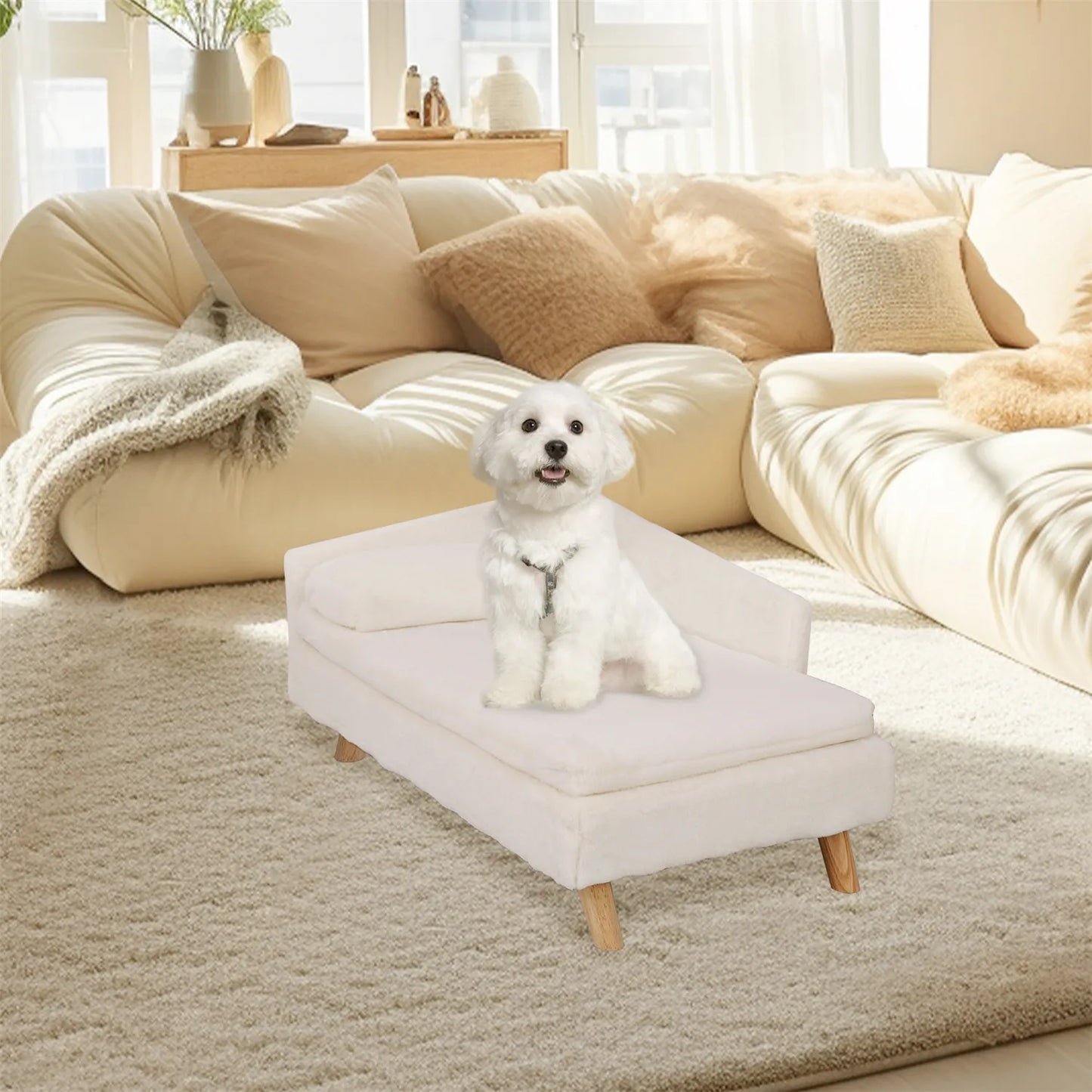 Elevated Pet Sofa  Bed with Sturdy Wood Legs