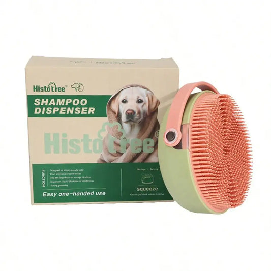 Pet Bath Brush With Shampoo Dispenser
