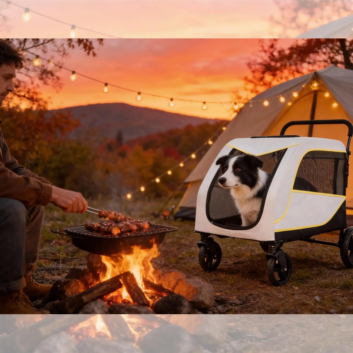 All-Terrain Pet Stroller with Lockable Wheels, Adjustable Handle