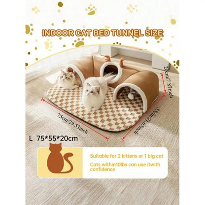 Cat Hide And Seek Tunnel Bed With Ball Toy