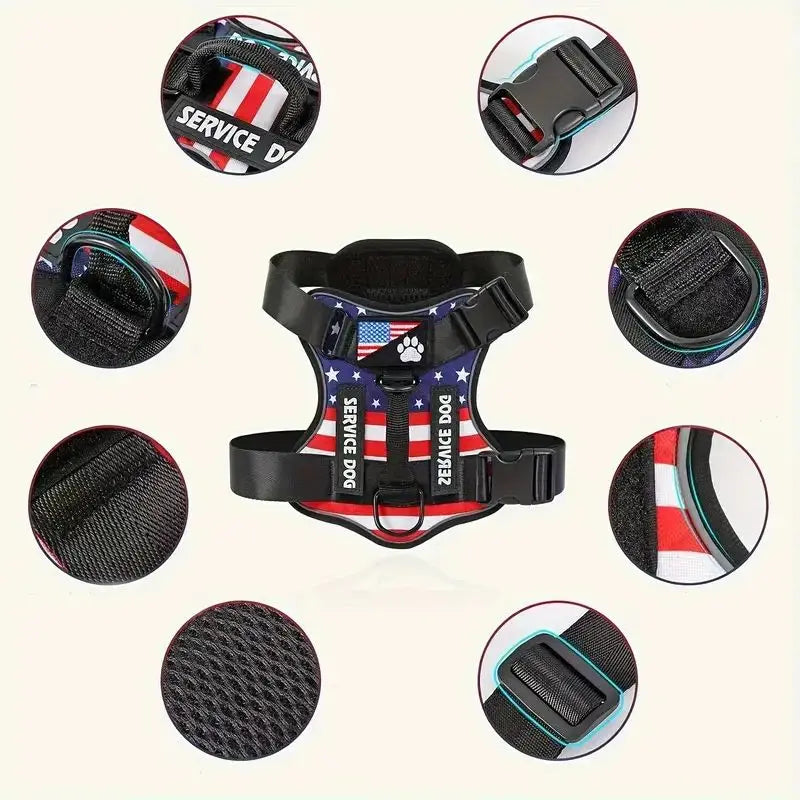 Dog Harness And Leash Set With Reflective Walking Traction Rope