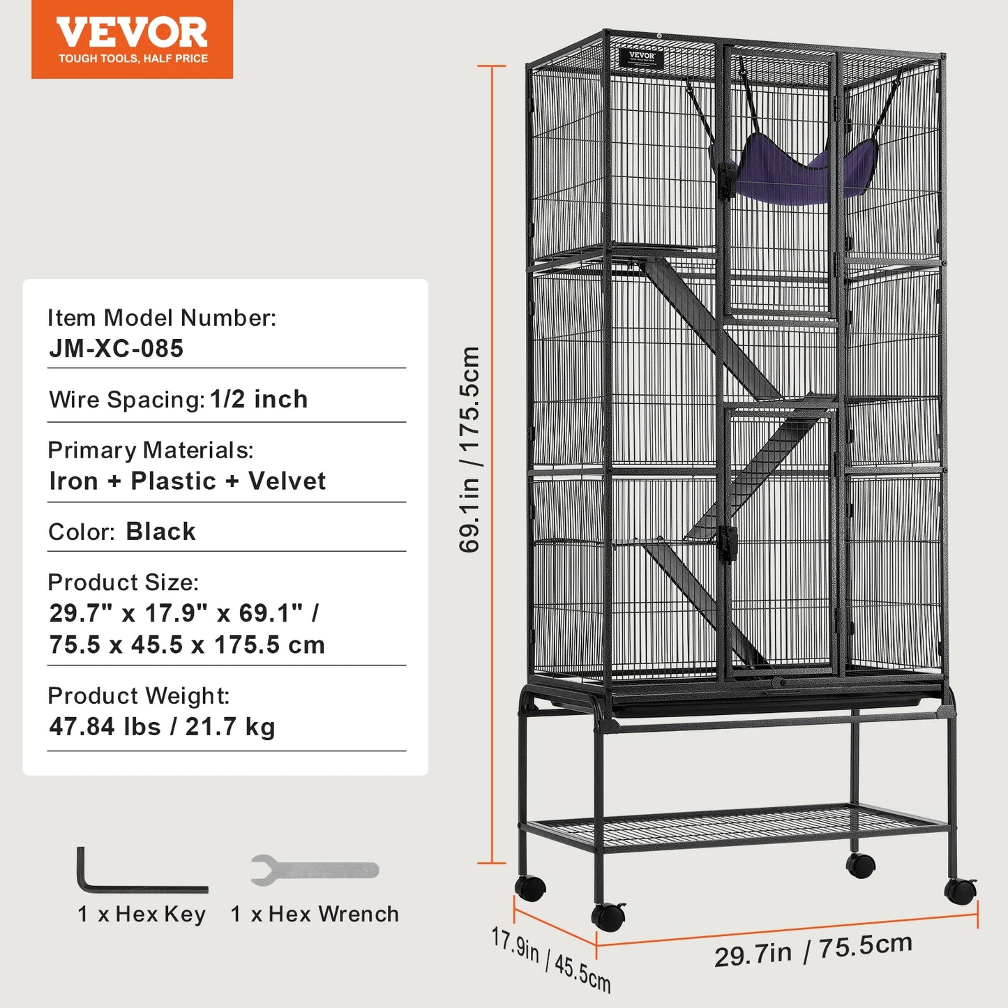 Rolling Metal Ferret Cage Large 4-Tier