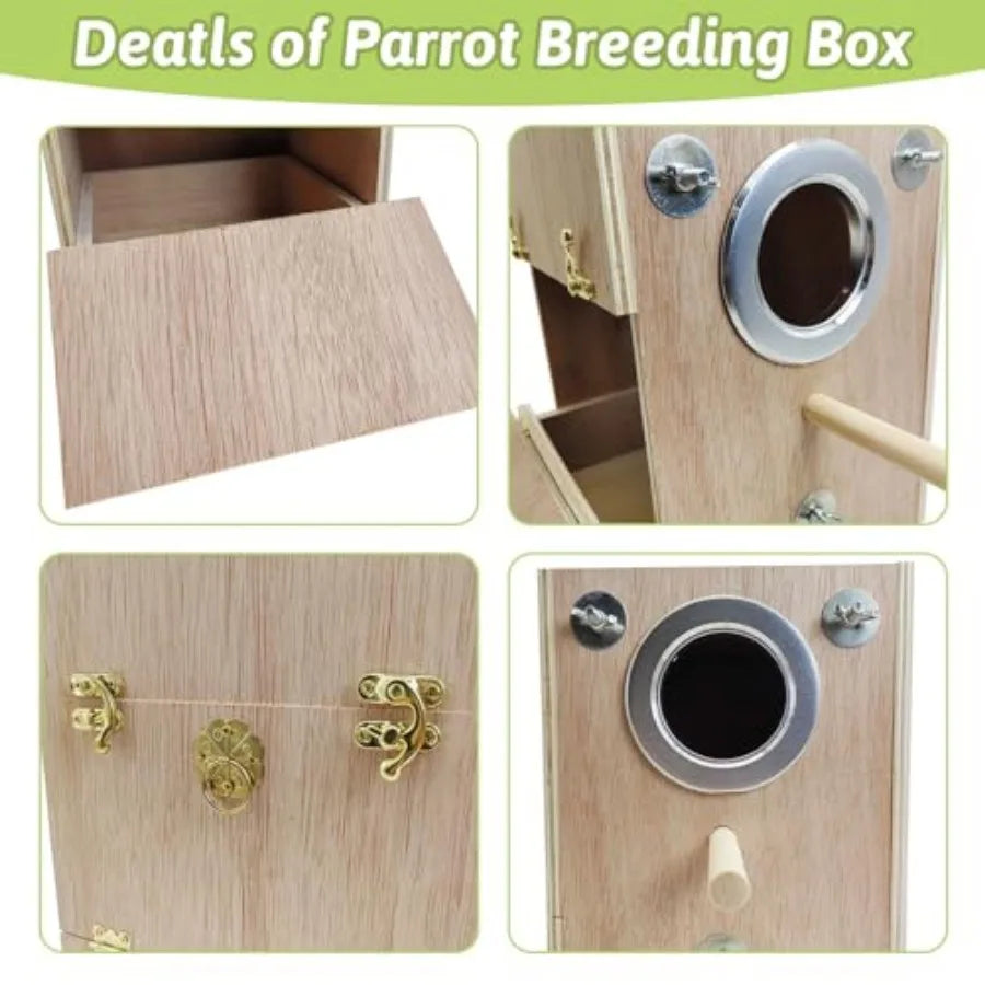 Bird Wood Breeding Box Lovebirds Nesting Station