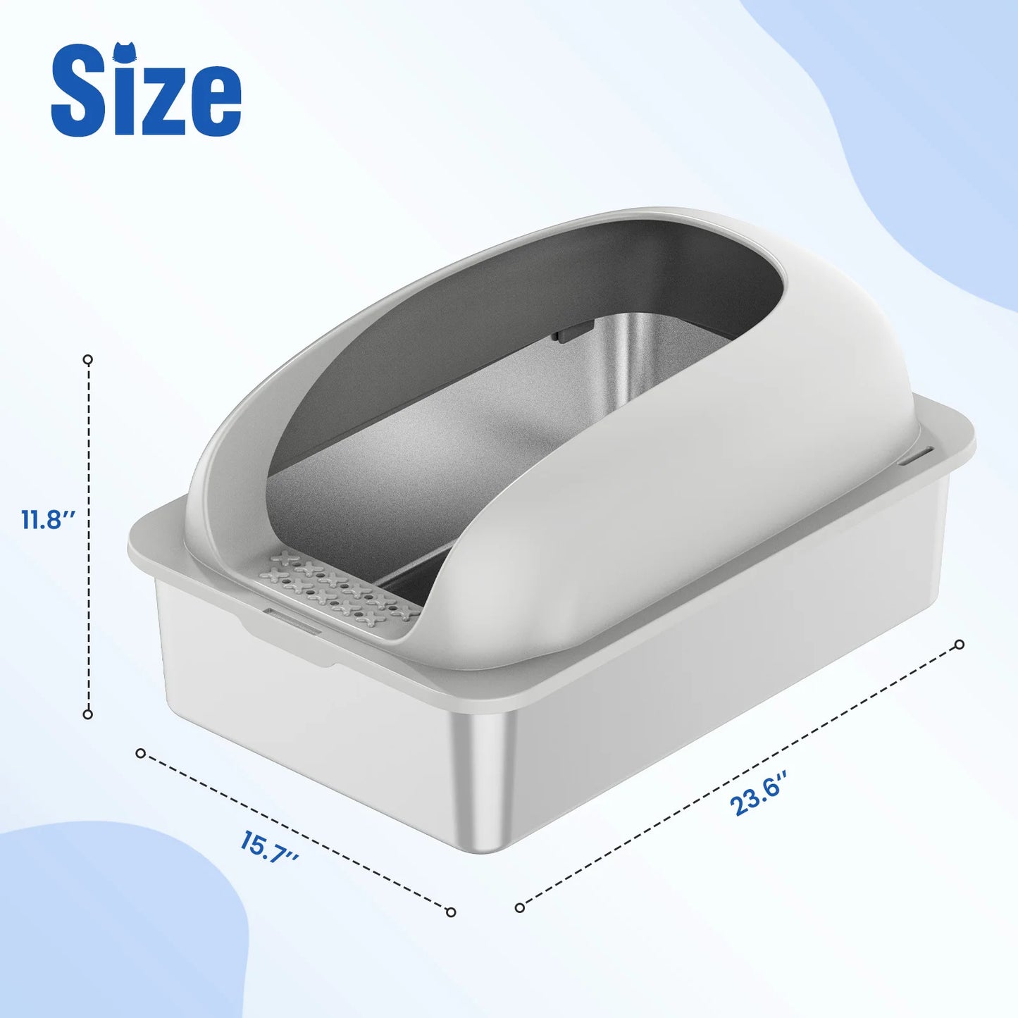 Stainless Steel Cat Litter Box with Lid Scoop and Mat Included