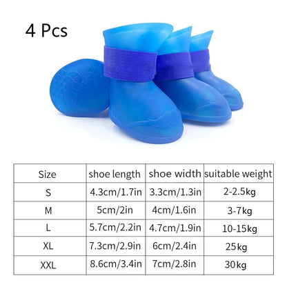 4Pcs Pet Water Proof Rubber Boots Outdoor